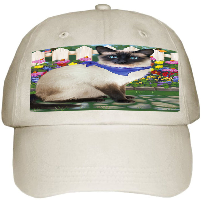 Spring Floral Siamese Cat Ball Hat Cap HAT60552