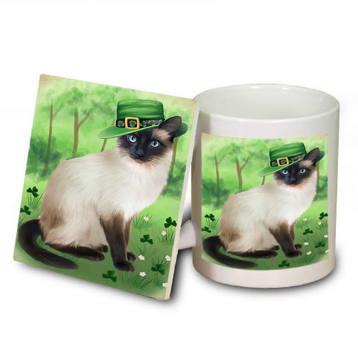 St. Patricks Day Irish Portrait Siamese Cat Mug and Coaster Set MUC57029