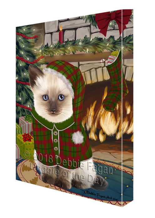 The Stocking was Hung Siamese Cat Canvas Print Wall Art Décor CVS120527