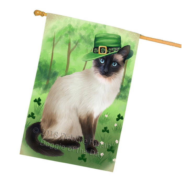 St. Patricks Day Irish Portrait Siamese Cat House Flag FLG65061