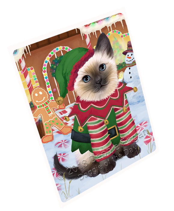 Christmas Gingerbread House Candyfest Siamese Cat Large Refrigerator / Dishwasher Magnet RMAG101604