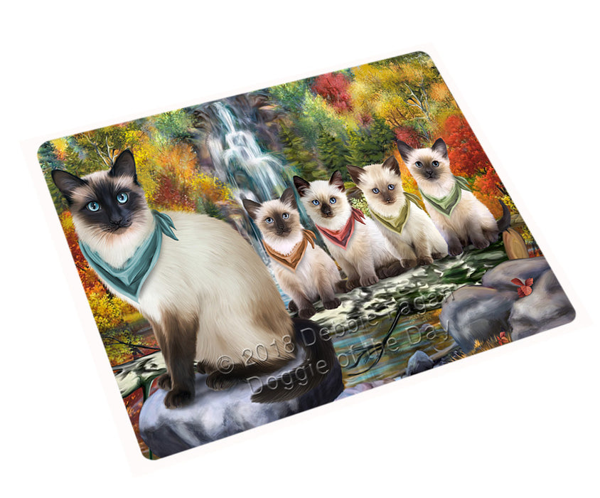 Scenic Waterfall Siamese Cats Large Refrigerator / Dishwasher Magnet RMAG72234
