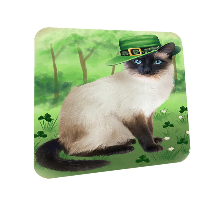 St. Patricks Day Irish Portrait Siamese Cat Coasters Set of 4 CST56995