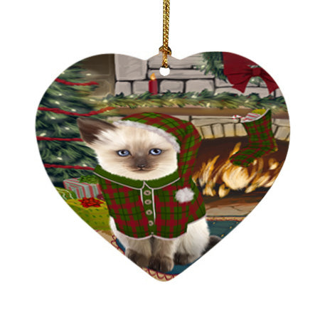 The Stocking was Hung Siamese Cat Heart Christmas Ornament HPOR55978
