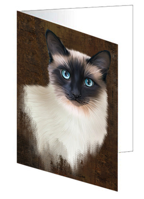 Rustic Siamese Cat Handmade Artwork Assorted Pets Greeting Cards and Note Cards with Envelopes for All Occasions and Holiday Seasons GCD67475