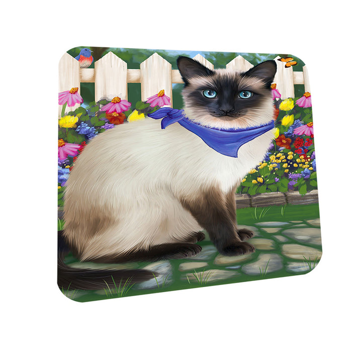 Spring Floral Siamese Cat Coasters Set of 4 CST52232