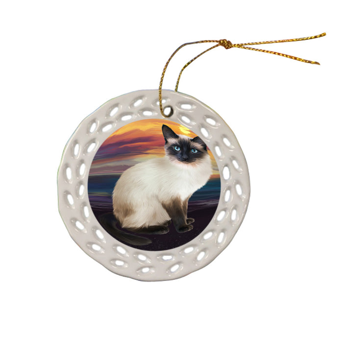 Siamese Cat Ceramic Doily Ornament DPOR51772