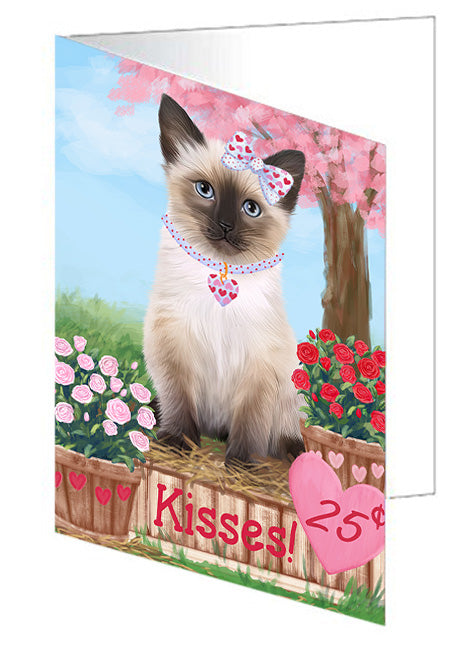 Rosie 25 Cent Kisses Siamese Cat Handmade Artwork Assorted Pets Greeting Cards and Note Cards with Envelopes for All Occasions and Holiday Seasons GCD72626