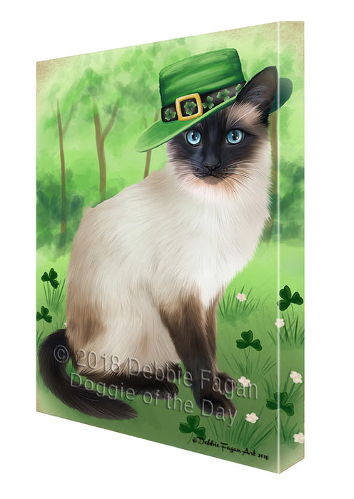 St. Patricks Day Irish Portrait Siamese Cat Canvas Print Wall Art Décor CVS135773
