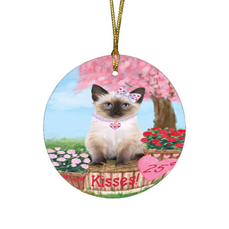 Rosie 25 Cent Kisses Siamese Cat Round Flat Christmas Ornament RFPOR56393