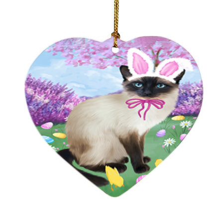 Easter Holiday Siamese Cat Heart Christmas Ornament HPOR57334