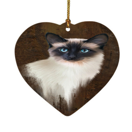 Rustic Siamese Cat Heart Christmas Ornament HPOR54482