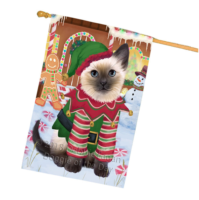Christmas Gingerbread House Candyfest Siamese Cat House Flag FLG57240