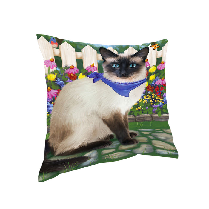 Spring Floral Siamese Cat Pillow PIL65248