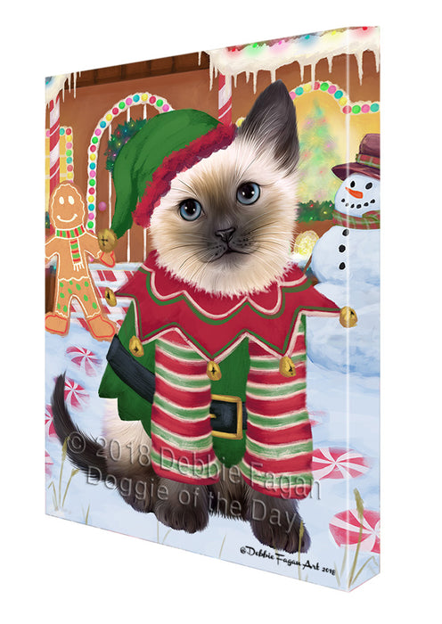 Christmas Gingerbread House Candyfest Siamese Cat Canvas Print Wall Art Décor CVS131228