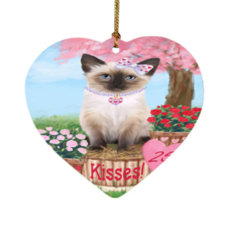 Rosie 25 Cent Kisses Siamese Cat Heart Christmas Ornament HPOR56393