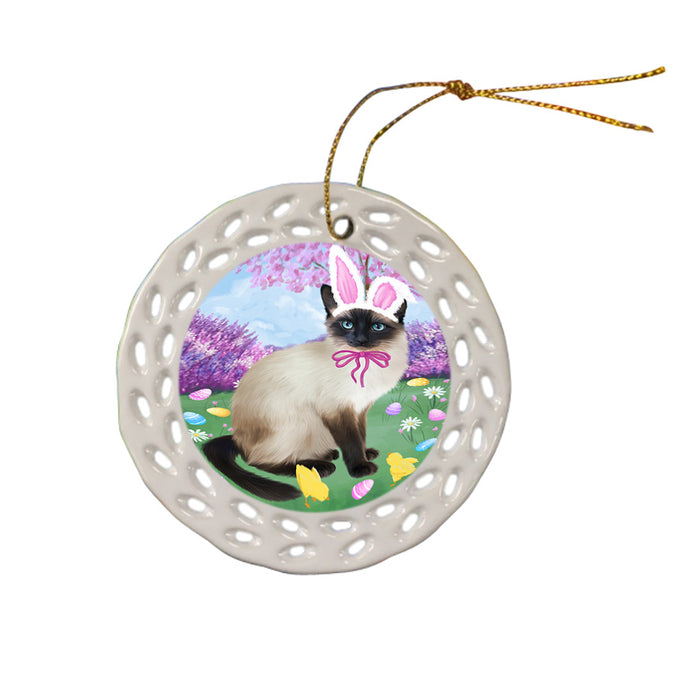 Easter Holiday Siamese Cat Ceramic Doily Ornament DPOR57334