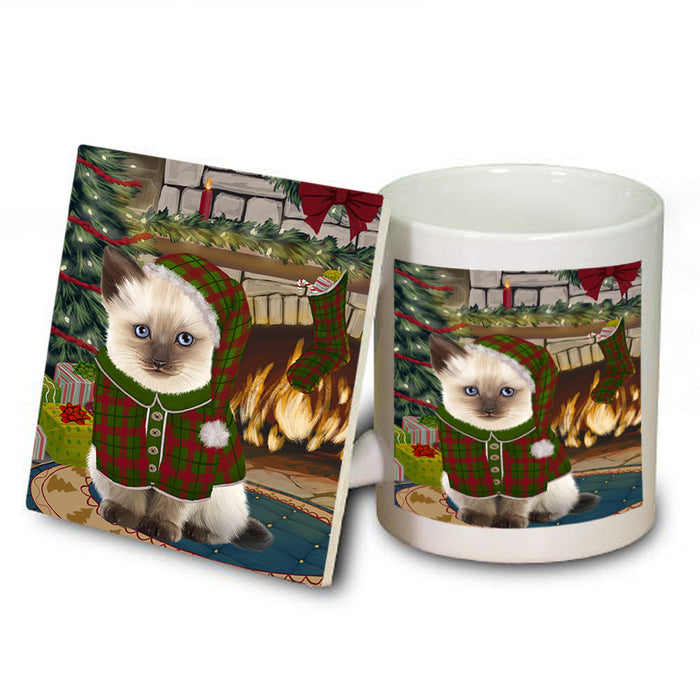 The Stocking was Hung Siamese Cat Mug and Coaster Set MUC55614