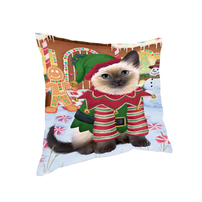 Christmas Gingerbread House Candyfest Siamese Cat Pillow PIL80516