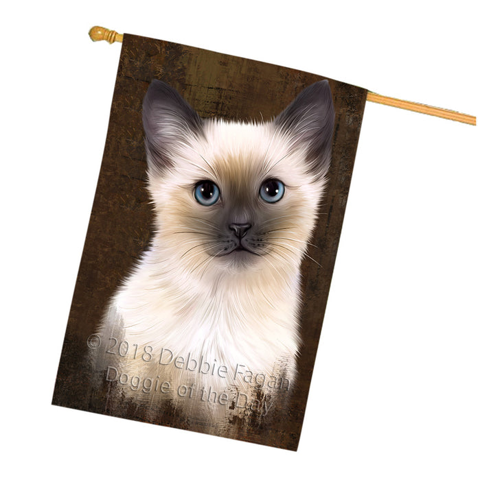 Rustic Siamese Cat House Flag FLG54681