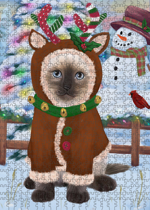 Christmas Gingerbread House Candyfest Siamese Cat Puzzle with Photo Tin PUZL94428