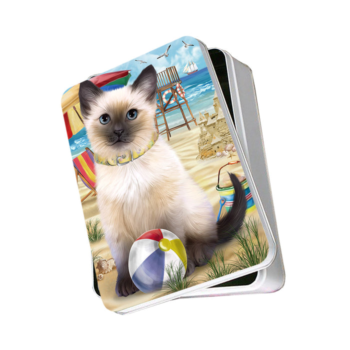 Pet Friendly Beach Siamese Cat Photo Storage Tin PITN51599