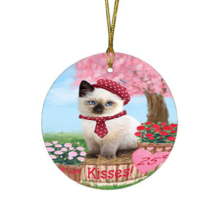 Rosie 25 Cent Kisses Siamese Cat Round Flat Christmas Ornament RFPOR56394