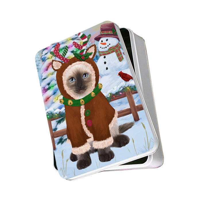 Christmas Gingerbread House Candyfest Siamese Cat Photo Storage Tin PITN56500