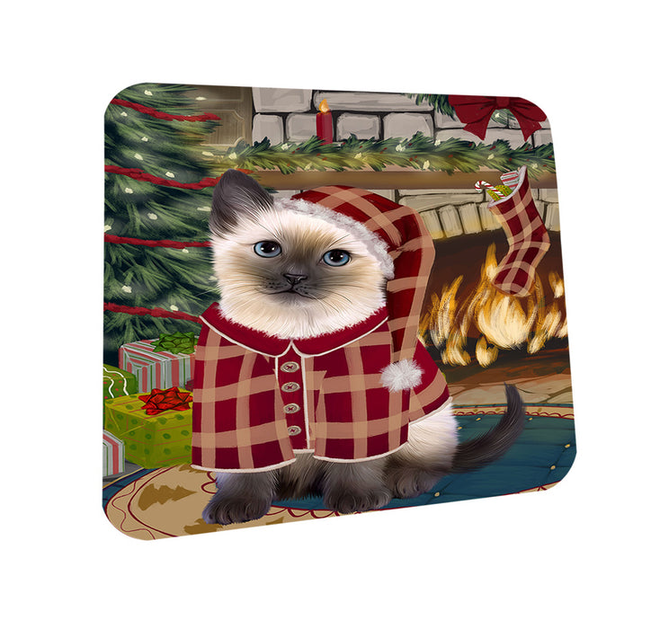 The Stocking was Hung Siamese Cat Coasters Set of 4 CST55581