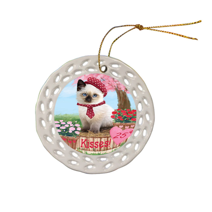 Rosie 25 Cent Kisses Siamese Cat Ceramic Doily Ornament DPOR56394