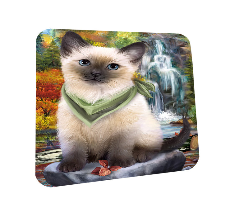 Scenic Waterfall Siamese Cat Coasters Set of 4 CST51916