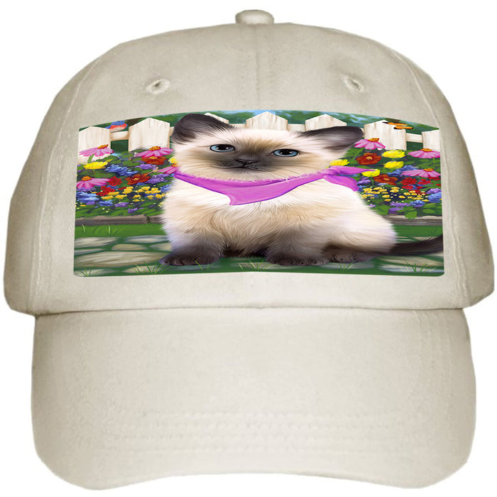 Spring Floral Siamese Cat Ball Hat Cap HAT60555