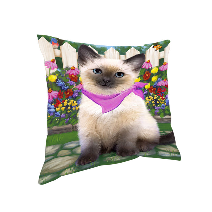 Spring Floral Siamese Cat Pillow PIL65252
