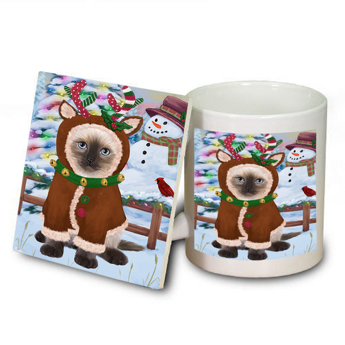 Christmas Gingerbread House Candyfest Siamese Cat Mug and Coaster Set MUC56549