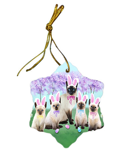 Easter Holiday Siamese Cats Star Porcelain Ornament SPOR57335
