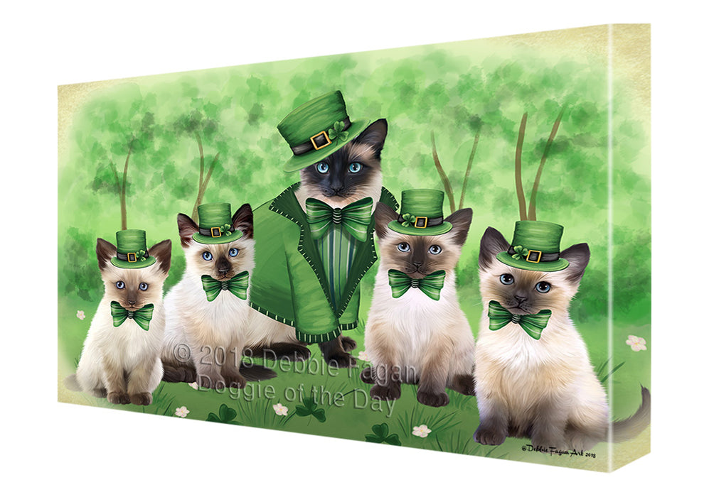 St. Patricks Day Irish Portrait Siamese Cats Canvas Print Wall Art Décor CVS135782