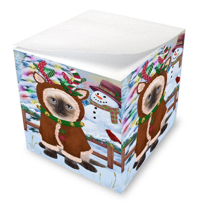 Christmas Gingerbread House Candyfest Siamese Cat Note Cube NOC54629