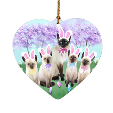 Easter Holiday Siamese Cats Heart Christmas Ornament HPOR57335
