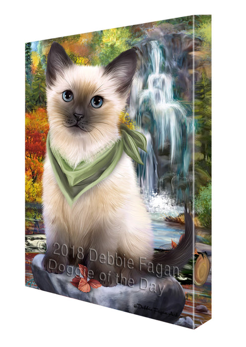 Scenic Waterfall Siamese Cat Canvas Print Wall Art Décor CVS84878