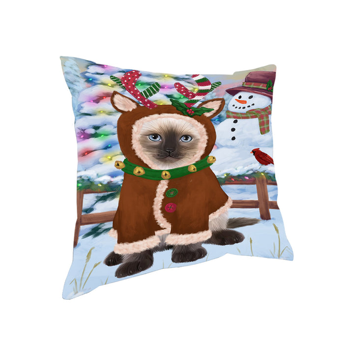 Christmas Gingerbread House Candyfest Siamese Cat Pillow PIL80520