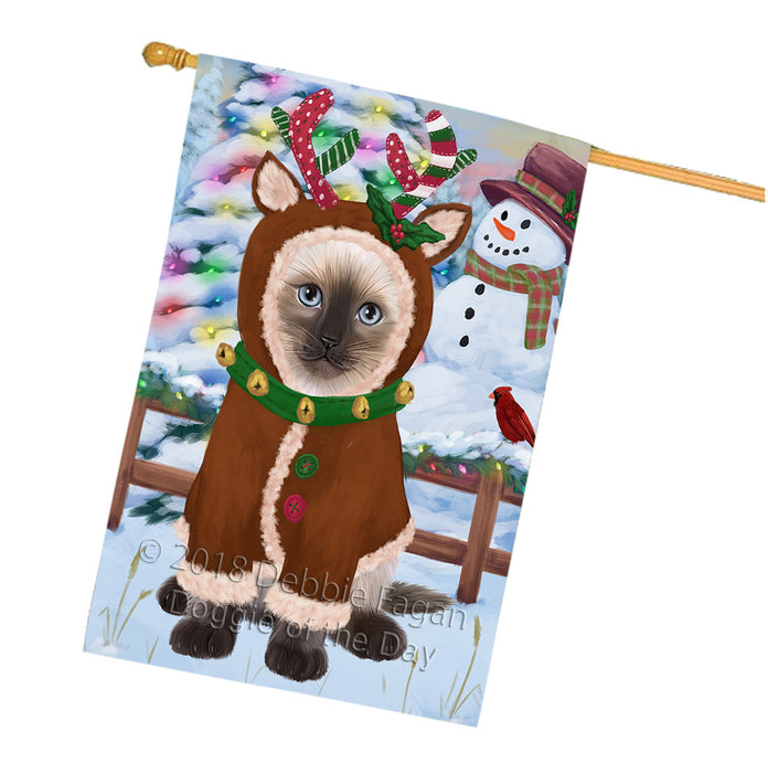 Christmas Gingerbread House Candyfest Siamese Cat House Flag FLG57241