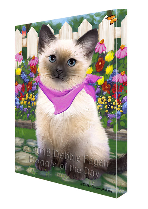 Spring Floral Siamese Cat Canvas Print Wall Art Décor CVS87263