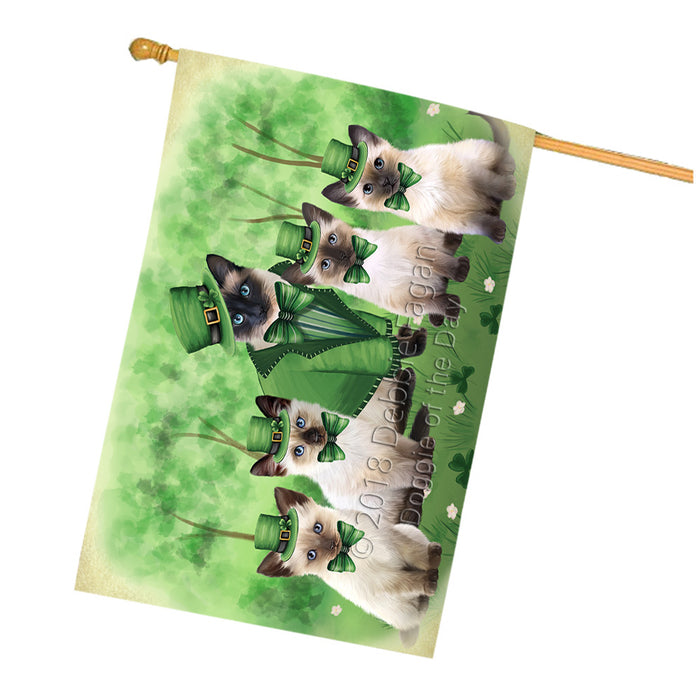 St. Patricks Day Irish Portrait Siamese Cats House Flag FLG65062