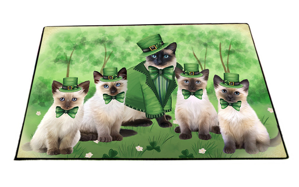 St. Patricks Day Irish Portrait Siamese Cats Floormat FLMS54236