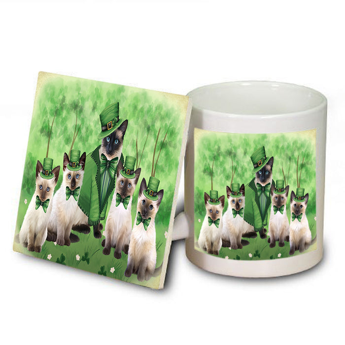St. Patricks Day Irish Portrait Siamese Cats Mug and Coaster Set MUC57030