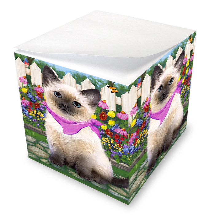 Spring Floral Siamese Cat Note Cube NOC52222