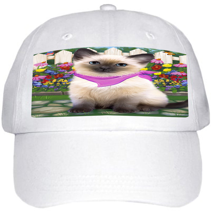 Spring Floral Siamese Cat Ball Hat Cap HAT60555