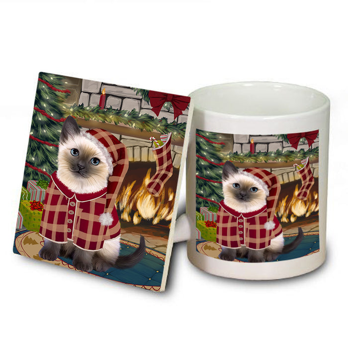 The Stocking was Hung Siamese Cat Mug and Coaster Set MUC55615