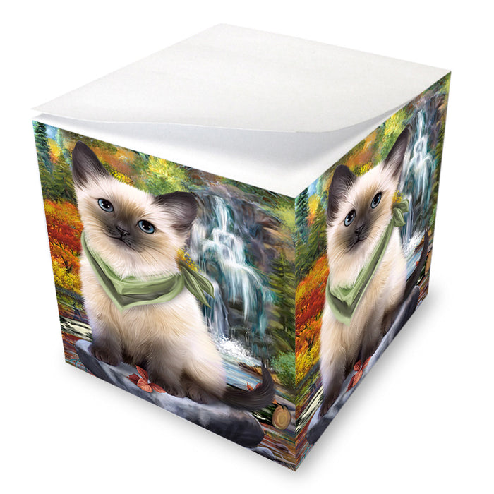 Scenic Waterfall Siamese Cat Note Cube NOC51957