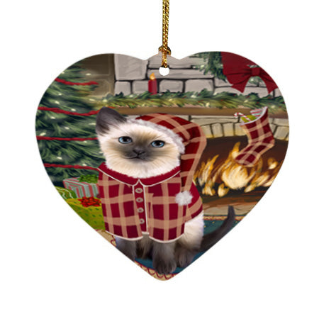 The Stocking was Hung Siamese Cat Heart Christmas Ornament HPOR55979